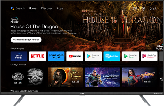 Acer television with Google certified Android TV 11